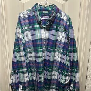 Ralph Lauren Blue and Green Casual Button Down Shirt
